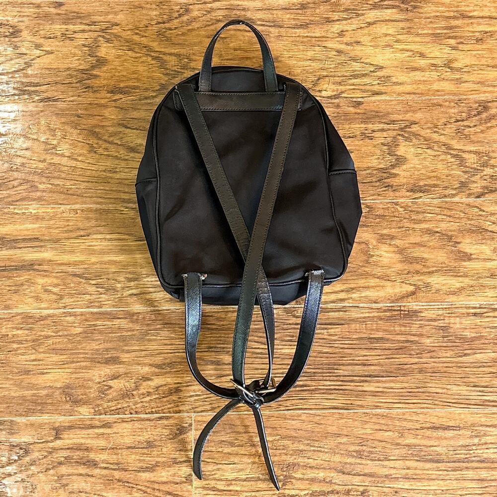 Kate Spade New York Black Nylon Mini Backpack Gold Hardware Zip Closure - Picture 3 of 7